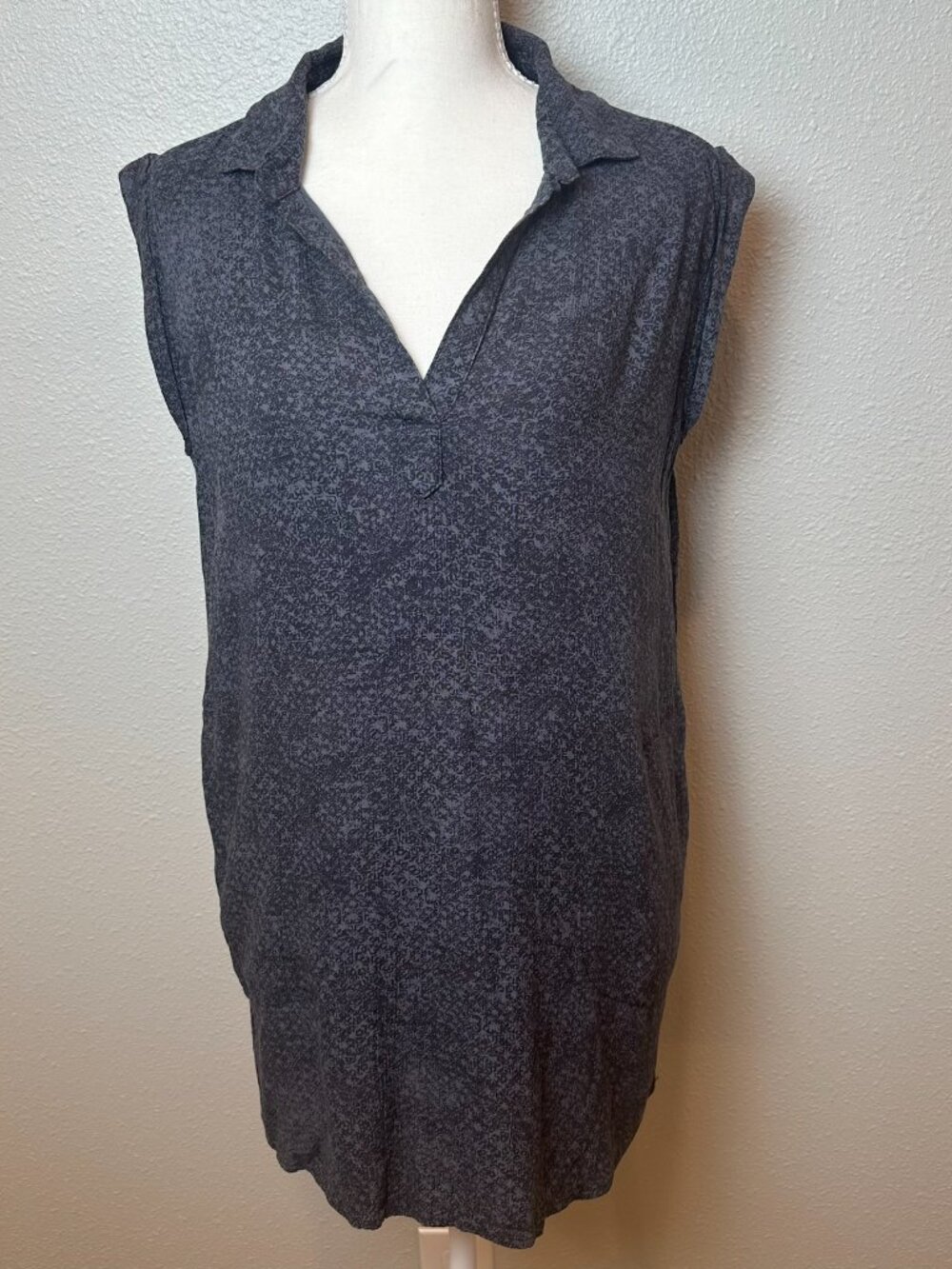 prAna Anini Modal Tunic Top / Dress Small Grey Split V Neck Cap Sleeve Gorp Boho